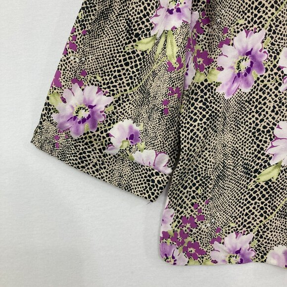 Vintage Robbie Bee size XL Pure Silk Multi Purple Floral Boxy Cut Button Down - Picture 3 of 8